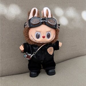 Doll and Outfit!!! Labubu The Monsters with 5pcs zip leather jacket outfit